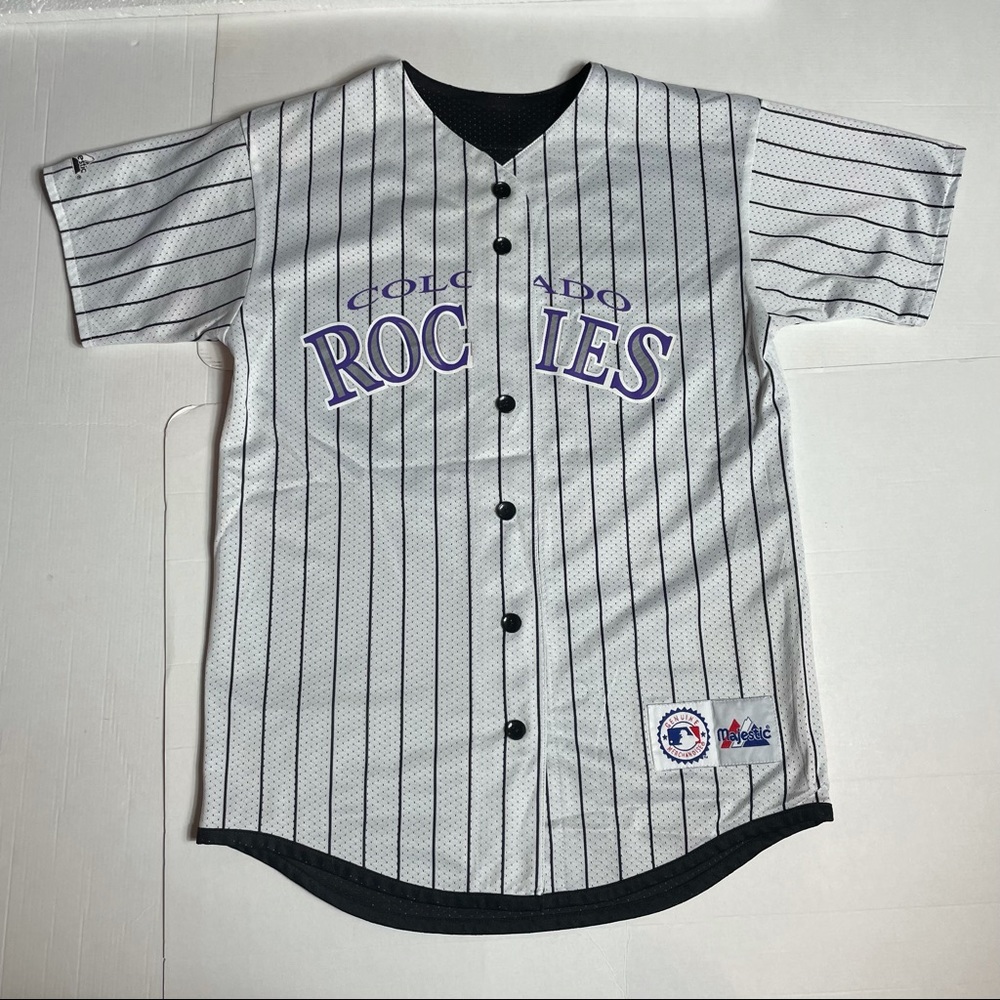 Majestic Vintage Colorado Rockies Reversible Baseball Jersey Youth Large - Picture 9 of 12
